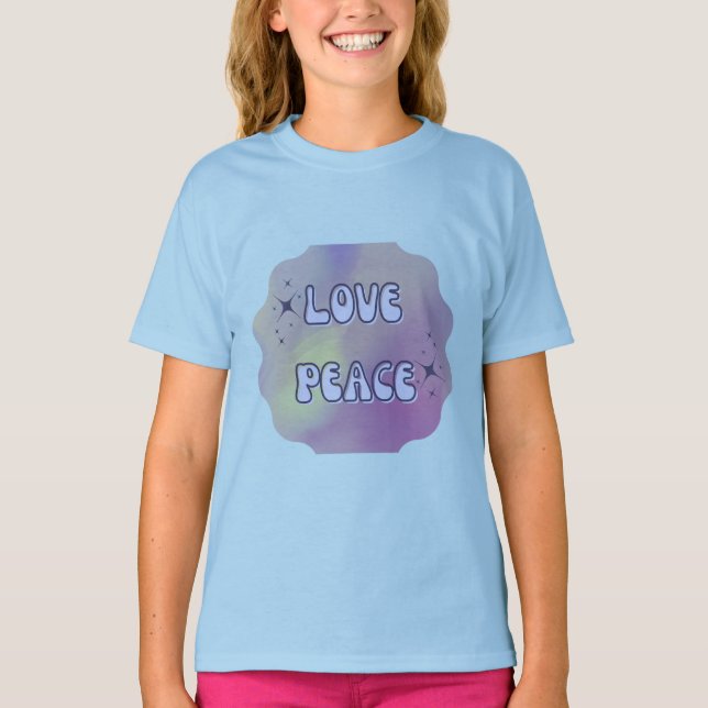 Love Peace Pastel Aesthetic Kids T-Shirt (Framsida)