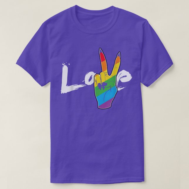 Love Peace Sign Rainbow Lesbian LGBT Parade Gay Pr T Shirt (Design framsida)