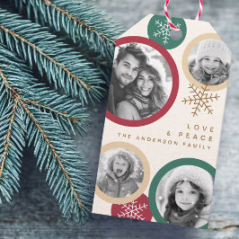 Love peace snowflakes colorful photo holiday presentetikett
