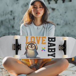 LOVE × PENGUIN - Custom スケートボード Mini Skateboard Bräda 18,5 Cm