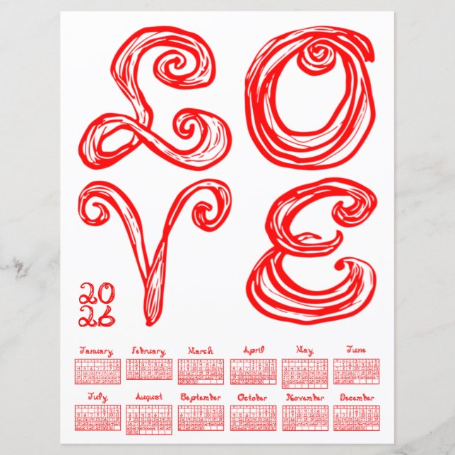 LOVE Philly Konst Inspirerad Tyg Font 2026 Kalende (Framsida)