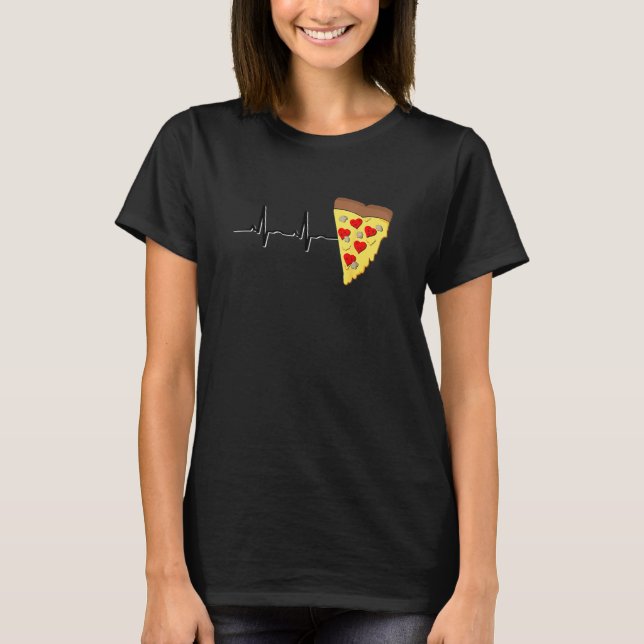 Love Pizza Ekg Heart Beat Pepperoni Valentines Men T Shirt (Framsida)
