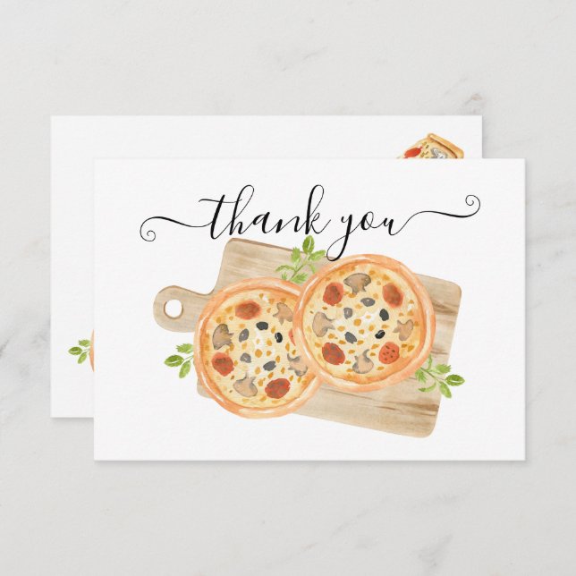 Love & Pizza Thank You Note Inbjudningar (Fram/baksida)