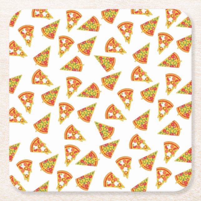 Love Pizza   Underlägg Papper Kvadrat (Framsidan)