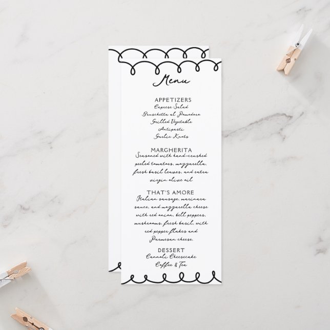 Love & Pizza | Whimsical  Menu (Fram/Back In Situ)