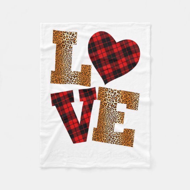 Love Plaid Red Leopard Kindergarten Teacher Valent Fleecefilt (Framsidan)