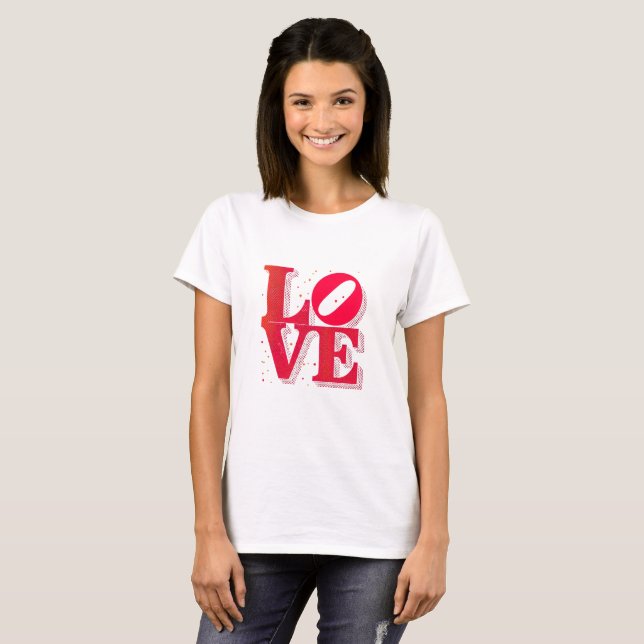 LOVE Pop Art – Retro Valentine’s T-Shirt (Hel framsida)