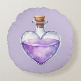 Love Potion Round Throw Pillow, Purple Magic Rund Kudde