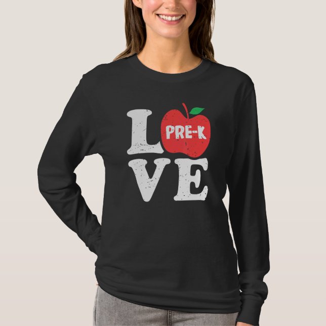 Love Pre K Apple Elevstudentlärare   T Shirt (Framsida)