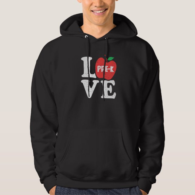 Love Pre K Apple Student Teacher Hoodie (Framsida)