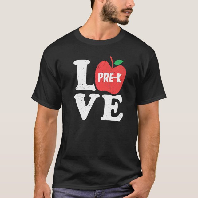 Love Pre K Apple Student Teacher T Shirt (Framsida)