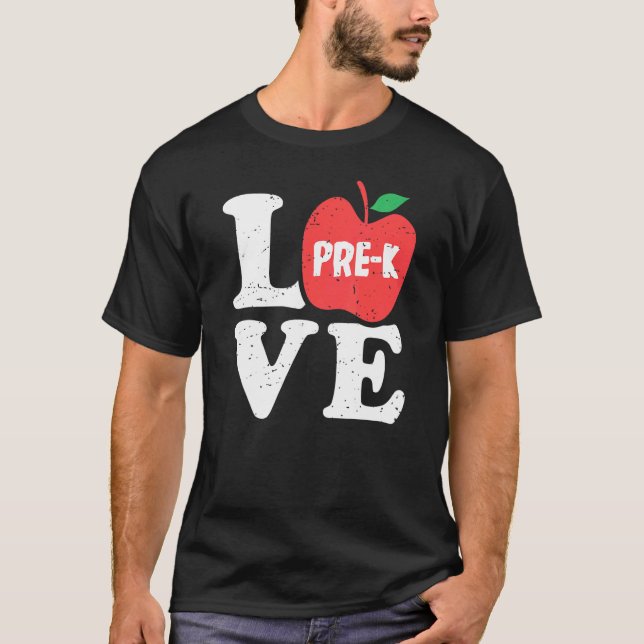 Love Pre K Apple Student Teacher   T Shirt (Framsida)