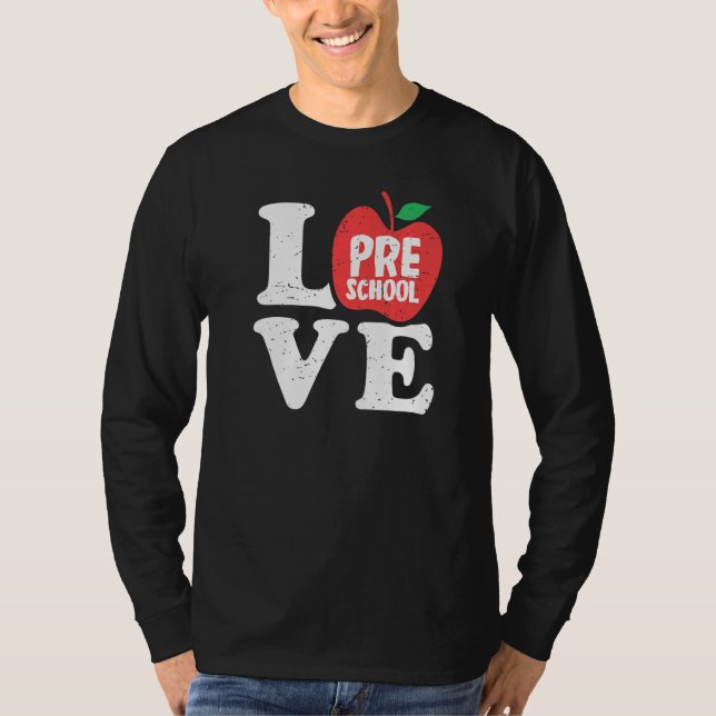 Love Preschool Apple Student Teacher T Shirt (Framsida)