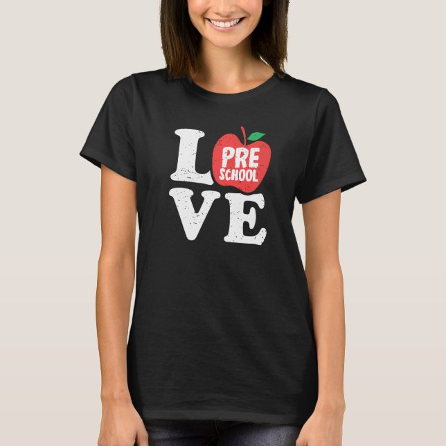 Love Preschool Apple Student Teacher T Shirt (Framsida)