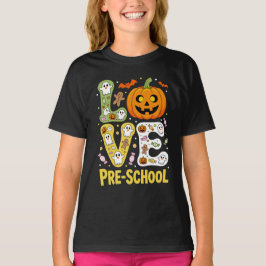Love Preschool Halloween Teacher Ghost Pumpkin T Shirt