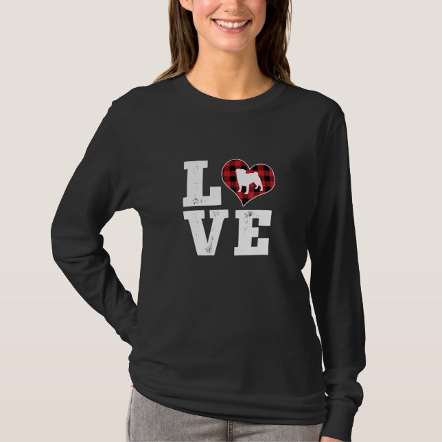 Love Puggle Dog Lover Gifts Buffalo Plaid Dog Vale T Shirt (Framsida)