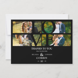 Love Quote Black Trendy Collage Wedding 4 Photos Tack Kort