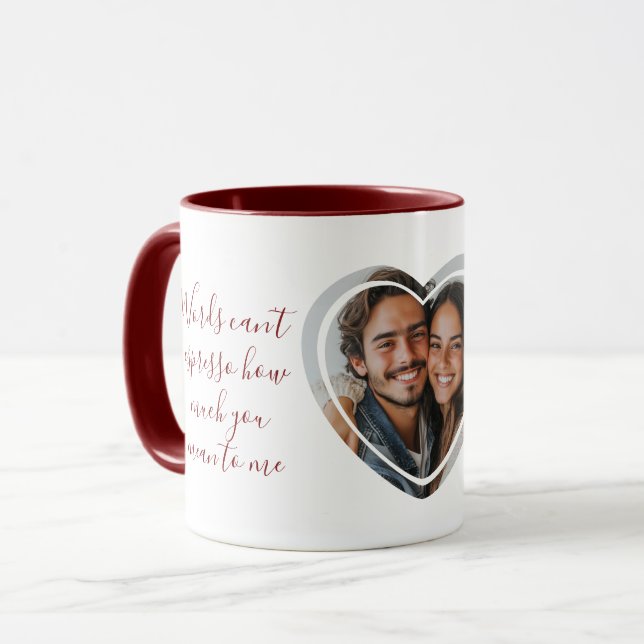 Love Quote Custom Names I Heart Shaped Photo Red Mugg (Framsida vänster)