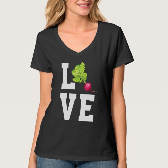 Love Radish Cute Vegetable   Vegan Radish T Shirt (Framsida)