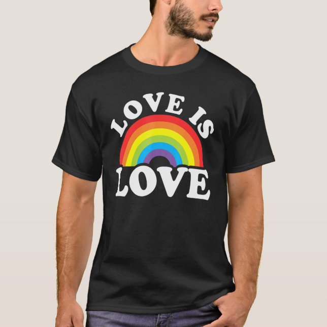 Love Rainbow Ally LGBTQ Lesbian Gay Bisexual Pride T Shirt (Framsida)