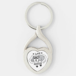 Love Rescue - Heart Keychain Twisted Heart Silverfärgad Nyckelring
