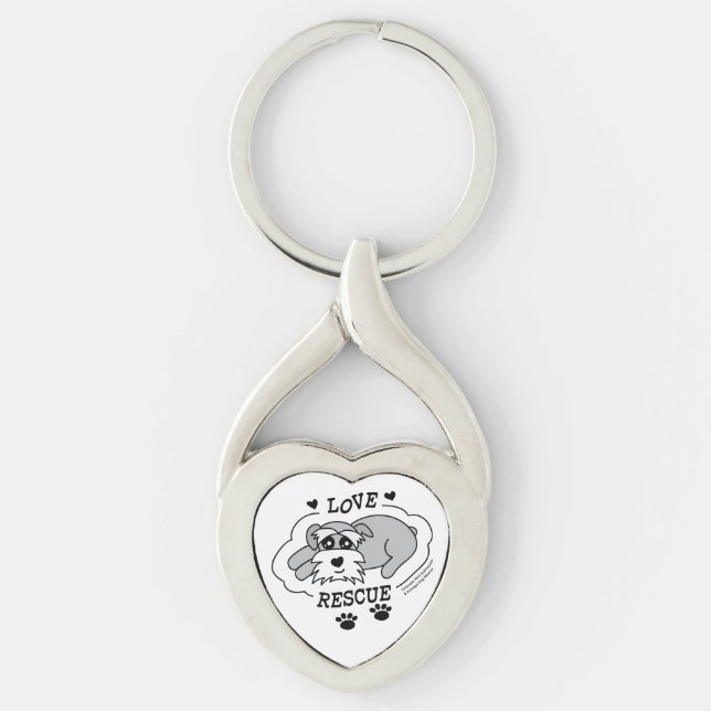 Love Rescue - Heart Keychain Twisted Heart Silverfärgad Nyckelring (Framsidan)