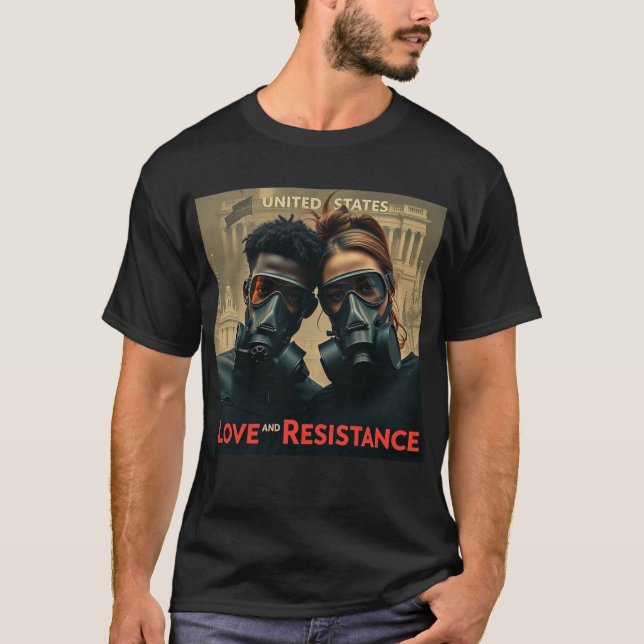 LOVE & RESISTANCE Modern American Graphic T Shirt (Framsida)