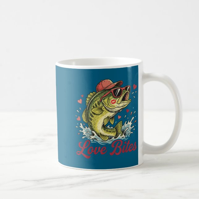 Love Retro Bites Fishing Fisherman Valentines Day  Kaffemugg (Höger)