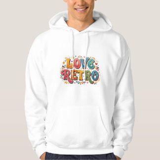 Love Retro Hoodie – Vintage amerikansk flagga bak