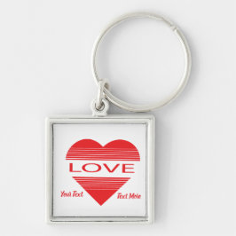 Love & Romance Concept Design with Heart Elements Fyrkantig Silverfärgad Nyckelring