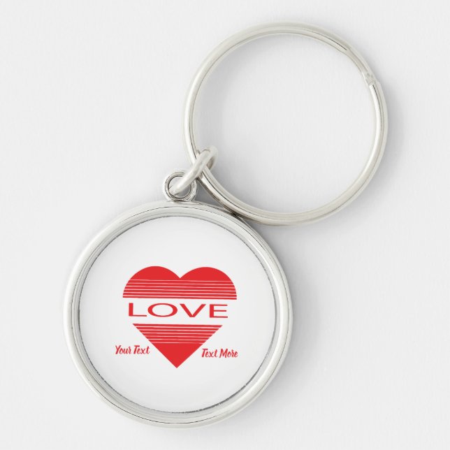 Love & Romance Concept Design with Heart Elements Rund Silverfärgad Nyckelring (Framsidan)