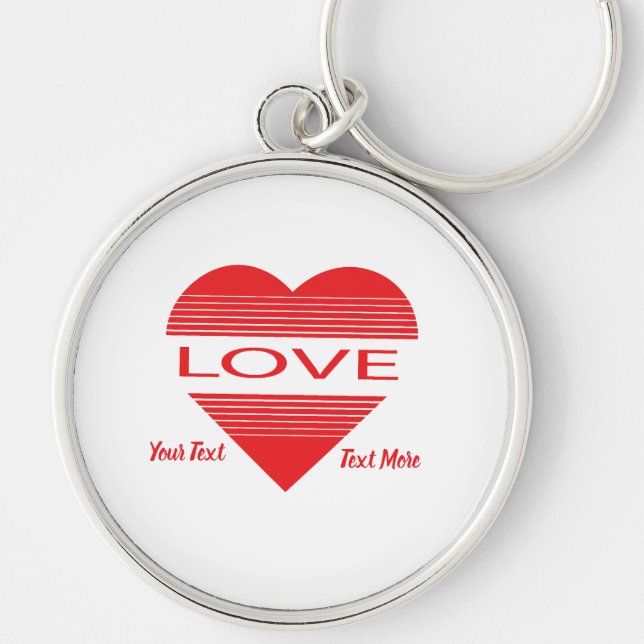 Love & Romance Concept Design with Heart Elements Rund Silverfärgad Nyckelring (Framsidan)
