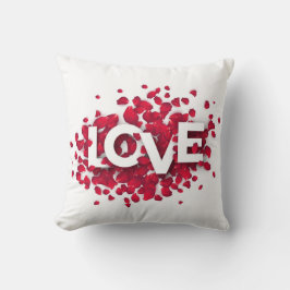 LOVE Rose Petals Typography – Romantic Poster  Kudde