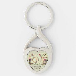 “Love Rose” Spiral Hjärtnyckelring Twisted Heart Silverfärgad Nyckelring