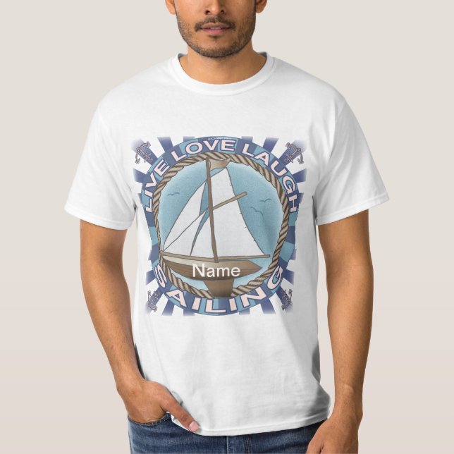 Love Sailing Sailboat T Shirt (Framsida)