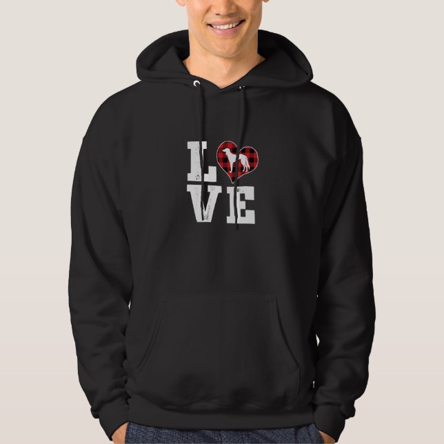 Love Saluki Dog Lover Gifts Buffalo Plaid Dog Vale Hoodie (Framsida)