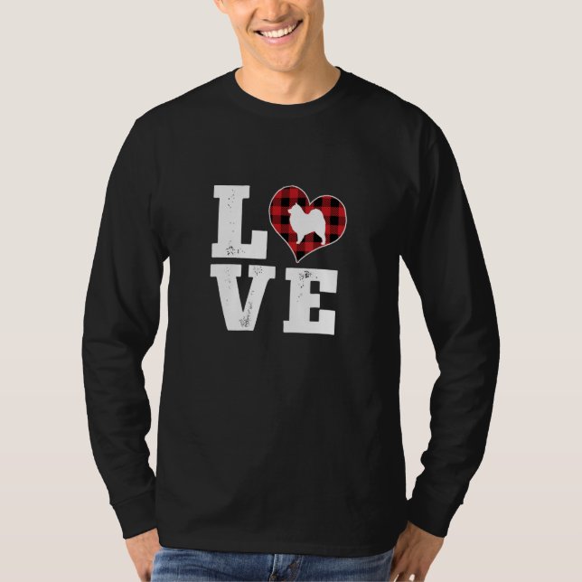 Love Samoyed Dog Lovers Gifts Buffalo Plaid Valent T Shirt (Framsida)