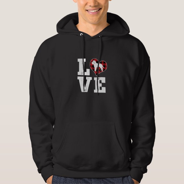 Love Schnoodle Dog Lovers Gifts Buffalo Plaid Vale Hoodie (Framsida)