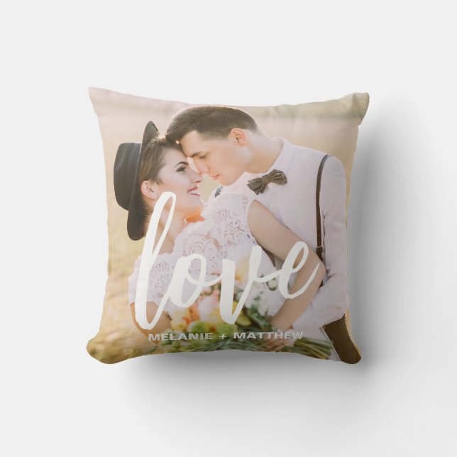 Love Script Elegant Modern Photo Throw Pillow Kudde (Framsida)
