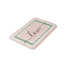 Love Script Geometric Blush Pink Green Badrumsmatta