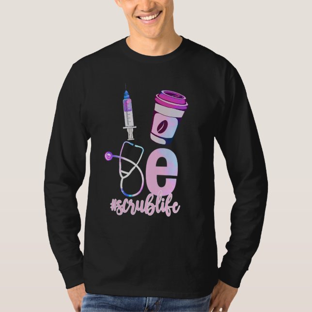 Love Scrub Life Stethoscope Nursing Nurses Day T Shirt (Framsida)