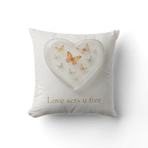 Love Sets You Free Butterfly Heart Pillow