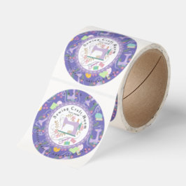 Love Sewing Cute Business Address Purple Runt Klistermärke