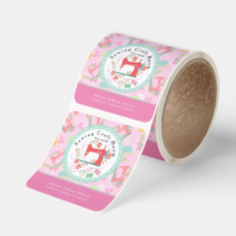 Love Sewing Cute Pink Business Address Pink Fyrkantigt Klistermärke