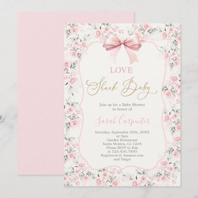 Love Shack Baby Shower Flicka Inbjudningar (Fram/baksida)