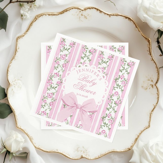Love Shack Coquette Blush Pink Bow Baby Shower Pappersservett (Skapare uppladdad)