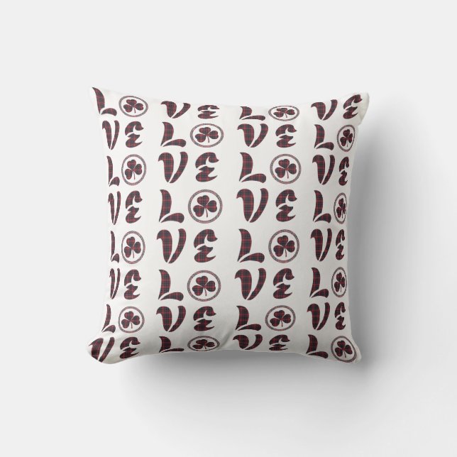 Love Shamrock Plaid Red Blue Tartan Pattern Kudde (Framsida)