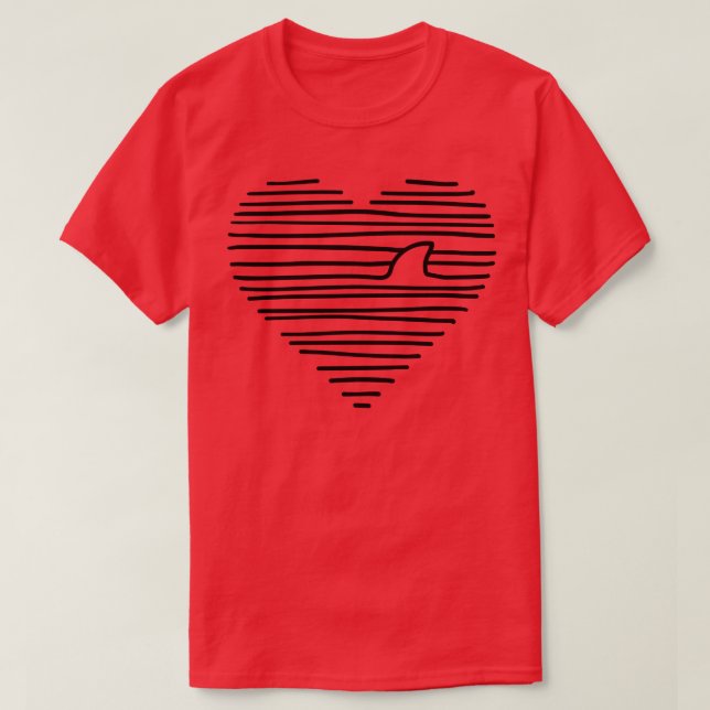 Love Shark Minimalist Line Drawing Shark Fin Pullo T Shirt (Design framsida)