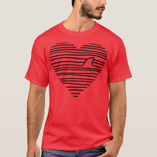 Love Shark Minimalist Line Drawing Shark Fin Pullo T Shirt