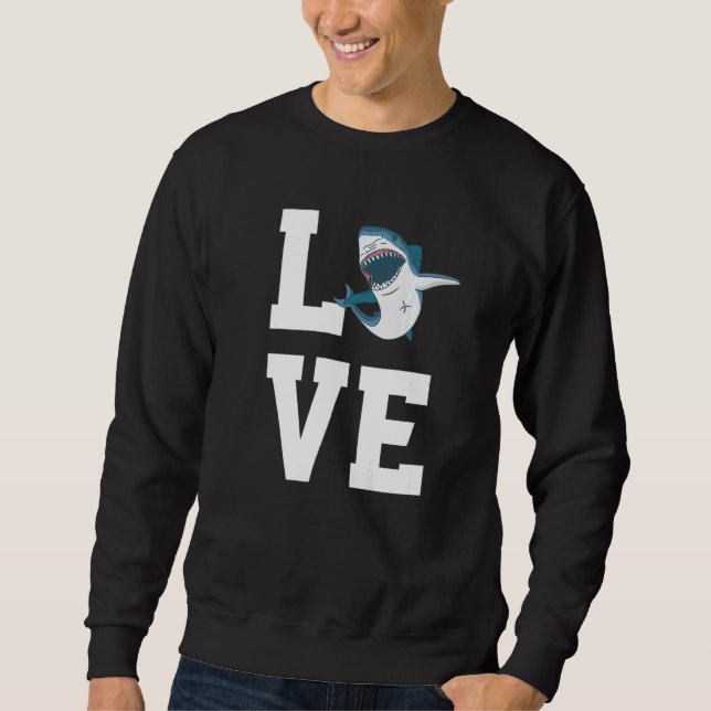 Love Sharks Outfit Shark  Sea Animal Lång Ärmad Tröja (Framsida)
